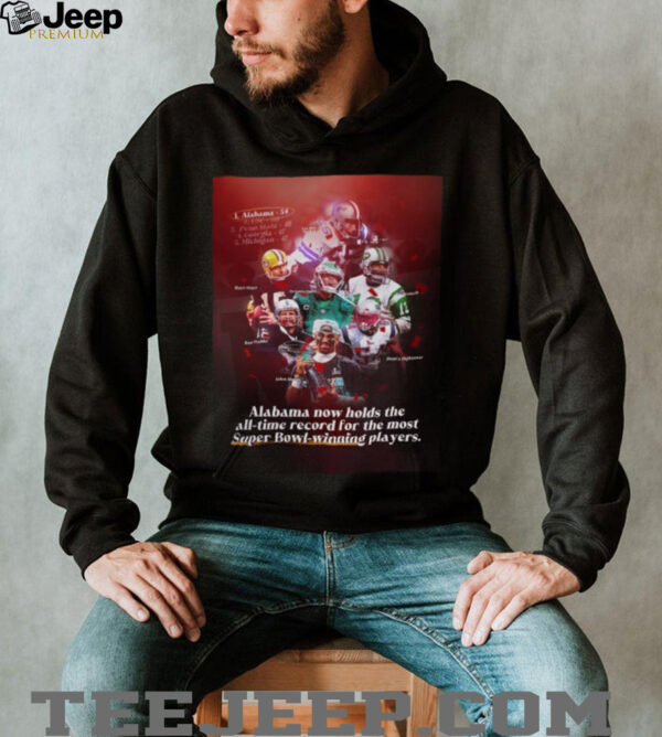 Alabama Now Holds The All Time Record For The Most Super Bowl Winning Players Lee Roy Jordan Bart Starr Devonta Smith Kentabler Jalen Hurts Joe Namath Dont’a Hightower Poster T Shirt