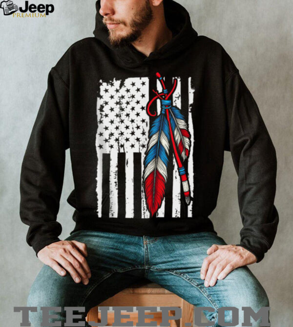 American Flag   Native Feather Pride Month Indigenous SHirt