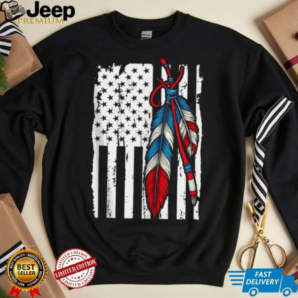 American Flag   Native Feather Pride Month Indigenous SHirt