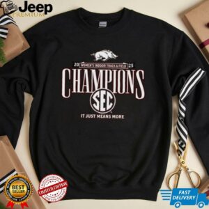 Arkansas Razorbacks 2025 SEC Womens Indoor Track Field Champions Locker Room T Shirt3