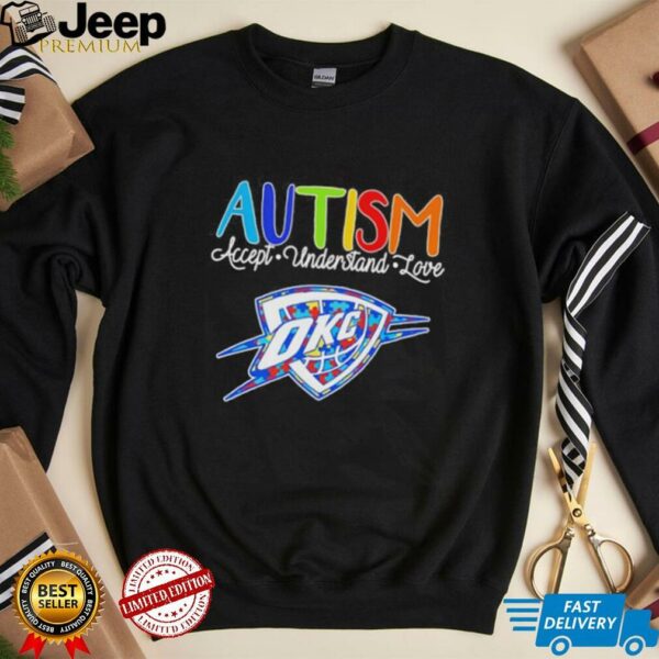Autism accept understand love OKC Thunder basketball logo shirt