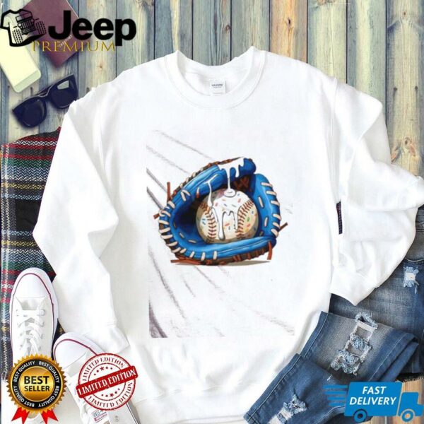 Baseball Ice Cream Drip Blue Softball Glove Drip shirt