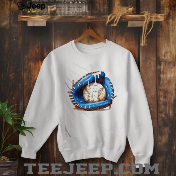 Baseball Ice Cream Drip Blue Softball Glove Drip shirt