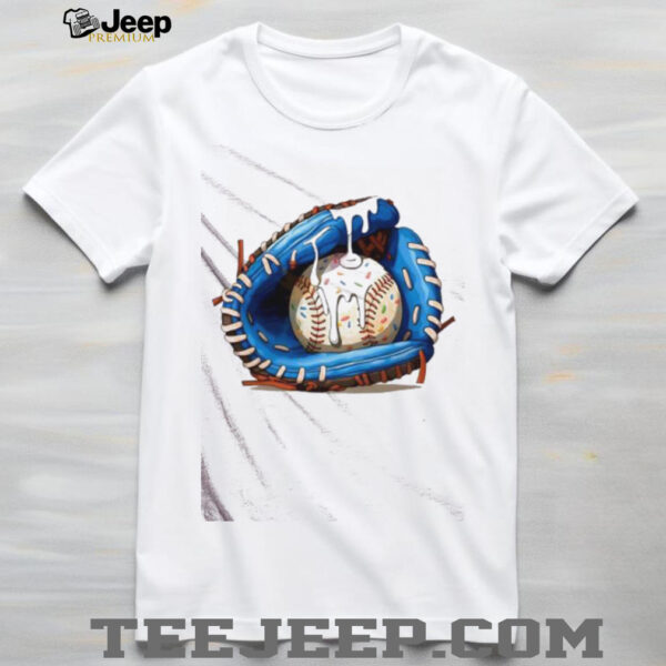 Baseball Ice Cream Drip Blue Softball Glove Drip shirt