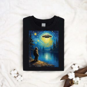 Bigfoot Gazing UFO Mystical Encounter Alien Visit Van Gogh Shirt2