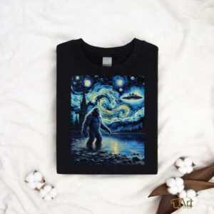 Bigfoot UFO Extraterrestrial Encounter Adventure Van Gogh T Shirt2
