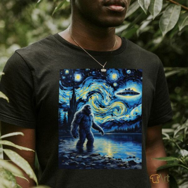 Bigfoot UFO Extraterrestrial Encounter Adventure Van Gogh T Shirt