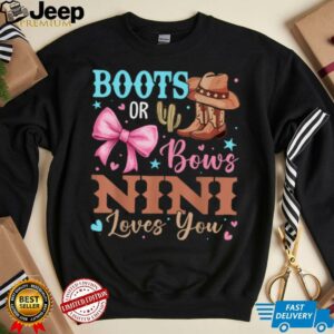 Boots or Bows Gender Reveal Decorations Nini Loves You T Shirt3