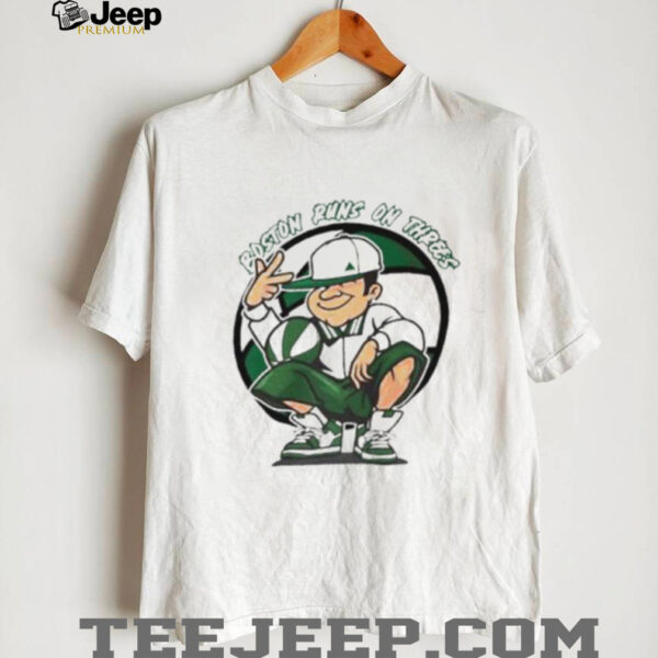 Boston Celtics runs on threes basketball shirt