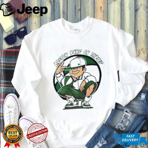Boston Celtics runs on threes basketball shirt