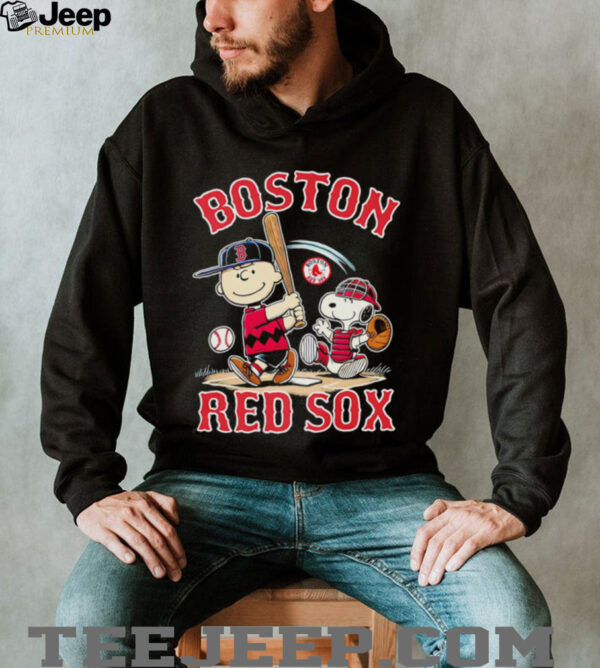 Boston Red Sox Snoopy Charlie Brown Baseball Peanuts Cartoon Graphic shirt