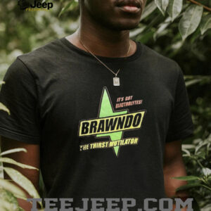 Brawndo its got electrolytes the thirst mutilator logo shirt3