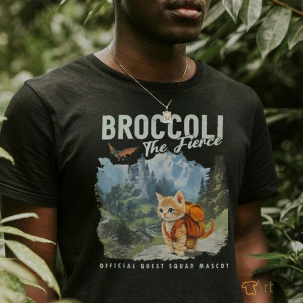 Broccoli the Fierce Quest Fantasy Squad Broccoli Cat T Shirt