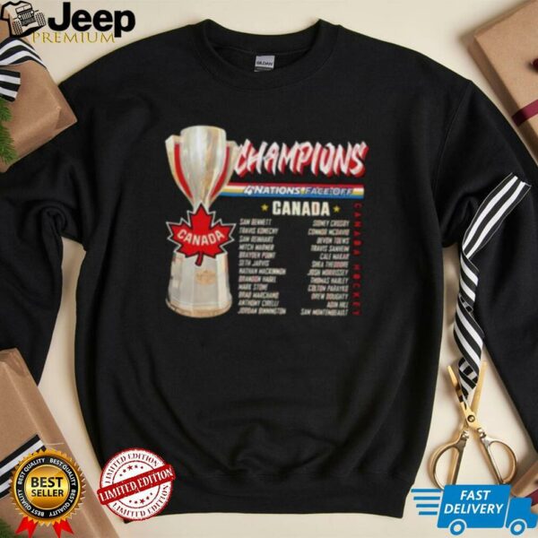 Canada Hockey Nhl 4 Nations Face Off Champions 2025 Trophy And Name Shirt
