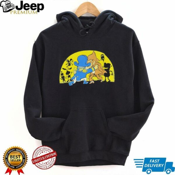 Captain crunch and count chocula brawling on this shirt