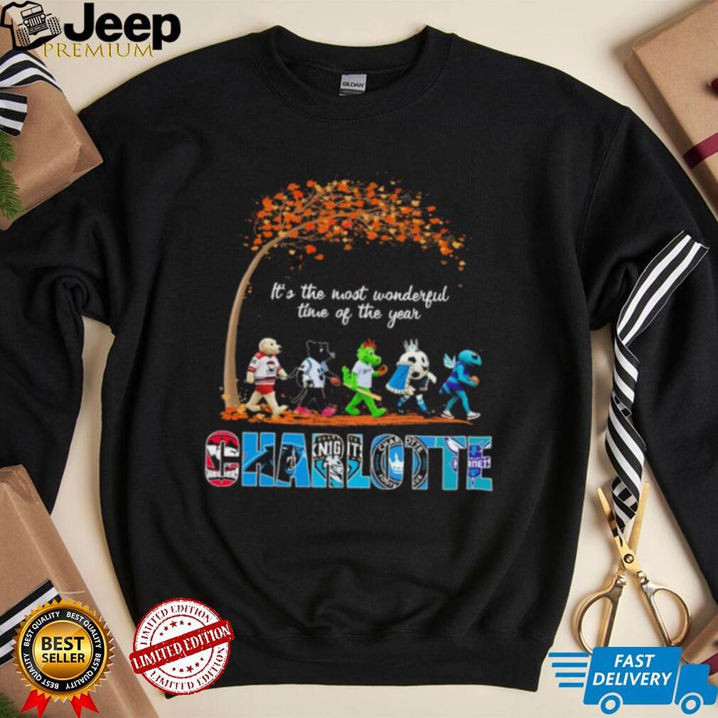 Model wearing the Charlotte Sports Teams Mascot Sir Purr & Beatles Abbey Road It’s The Most Wonderful Time Of The Year Shirt