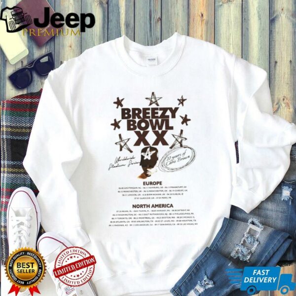Chris Brown Breezy Bowl XX Tour 2 sided 20 years of Chris Brown shirt