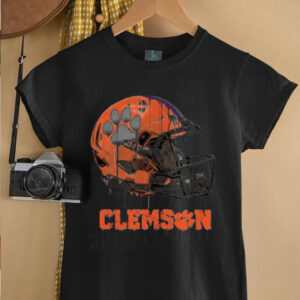 Clemson Tigers Youth Heather Dripping Football Helmet T Shirt0