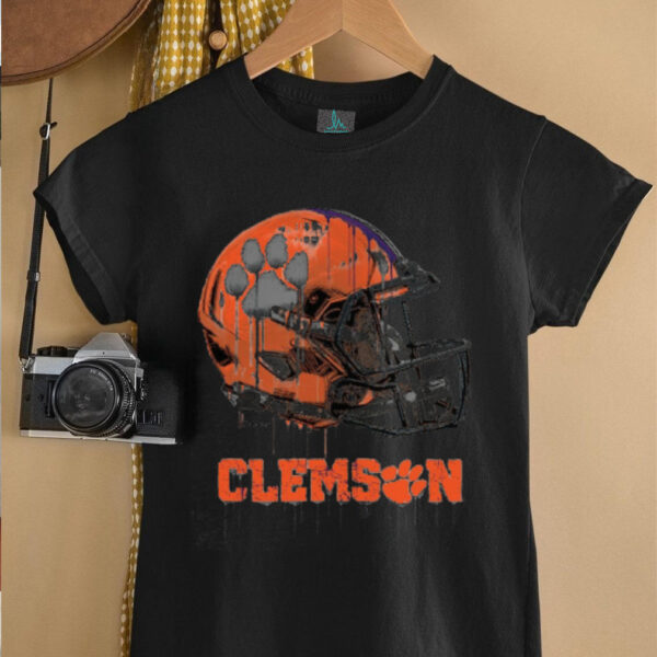 Clemson Tigers Youth Heather Dripping Football Helmet T Shirt