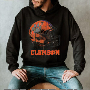 Clemson Tigers Youth Heather Dripping Football Helmet T Shirt1