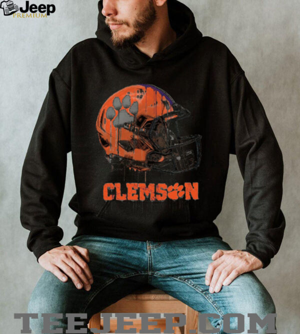 Clemson Tigers Youth Heather Dripping Football Helmet T Shirt