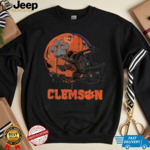 Clemson Tigers Youth Heather Dripping Football Helmet T Shirt2