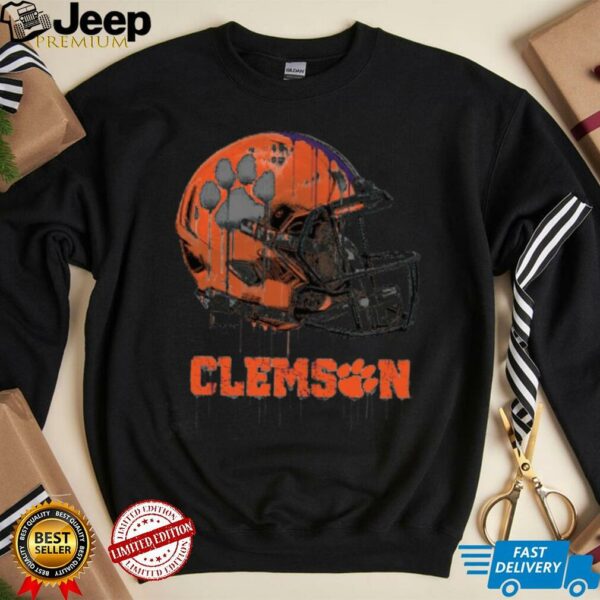 Clemson Tigers Youth Heather Dripping Football Helmet T Shirt