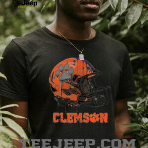 Clemson Tigers Youth Heather Dripping Football Helmet T Shirt3