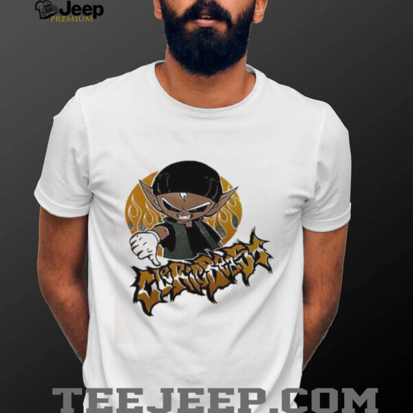 Cleric Beast Anime Dark Elf Thumbs Down Flame Background Graphic shirt