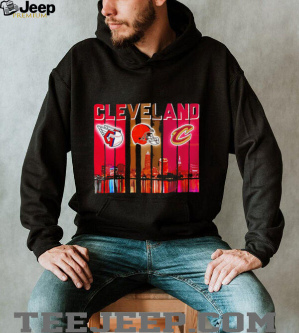 Cleveland Guardians x Cleveland Browns x Cleveland Cavaliers night city shirt