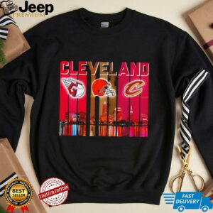 Cleveland Guardians x Cleveland Browns x Cleveland Cavaliers night city shirt2