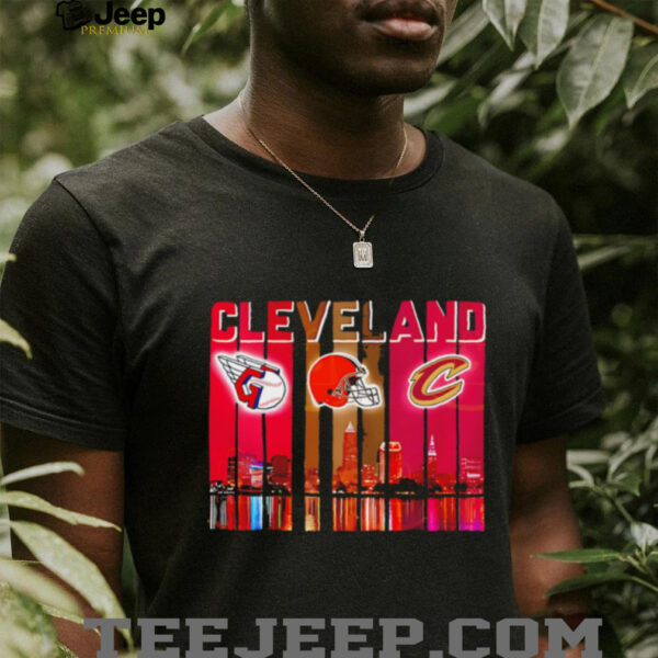 Cleveland Guardians x Cleveland Browns x Cleveland Cavaliers night city shirt