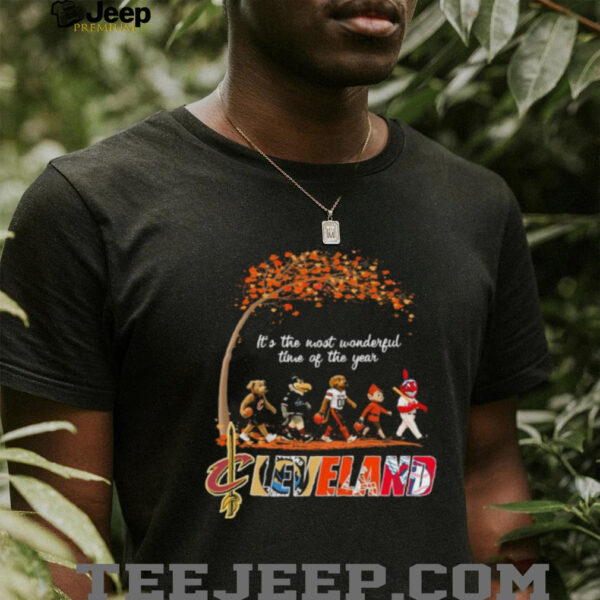 Cleveland Sports Teams Mascots & Beatles Abbey Road “It’s The Most Wonderful Time Of The Year” Shirt – Slider & Classic Holiday Music