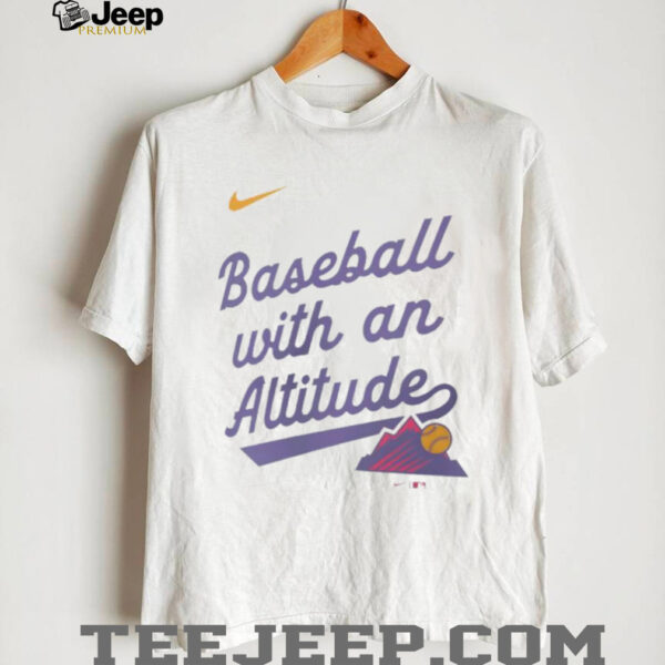 Colorado Rockies baseball with an Altitude 2025 City Connect Team Phrase Legend Performance shirt