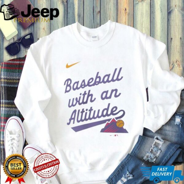 Colorado Rockies baseball with an Altitude 2025 City Connect Team Phrase Legend Performance shirt