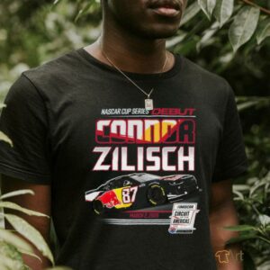 Connor Zilisch Trackhouse Racing Team Collection Heather Navy Red Bull Car T Shirt3