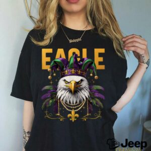 Cool Face Eagles with Mardi Gras Sunglass Eagles Cheer Fly T Shirt3