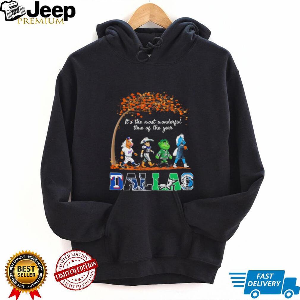 Dallas Sports Teams Mascots & Beatles Abbey Road 'It’s The Most Wonderful Time Of The Year' Shirt