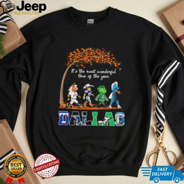 Dallas Sports Teams Mascots & Beatles Abbey Road “It’s The Most Wonderful Time Of The Year” Shirt – Rowdy & Classic Holiday Music