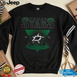 Dallas Stars Fanatics Heather Charcoal 2025 Stanley Cup Playoffs Crossbar Tri Blend T Shirt2