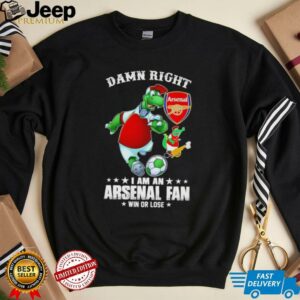 Damn right I am an Arsenal fan win or lose mascot shirt2