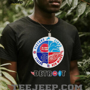 Detroit Pistons Lions Tigers and Red Wings logo shirt