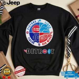Detroit Pistons Lions Tigers and Red Wings logo shirt2