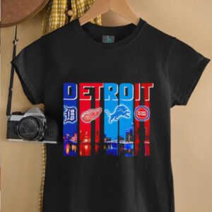 Detroit Tigers x Detroit Red Wings x Detroit Lions x Detroit Pistons night city shirt0