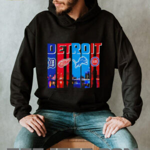 Detroit Tigers x Detroit Red Wings x Detroit Lions x Detroit Pistons night city shirt1