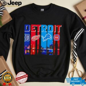 Detroit Tigers x Detroit Red Wings x Detroit Lions x Detroit Pistons night city shirt2