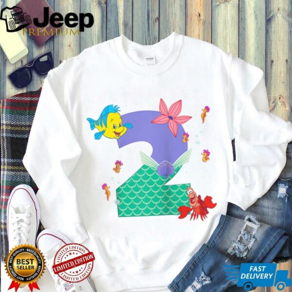 Disney Ariel Numbers 2 Second 2nd Birthday Party Gift Raglan Shirt