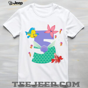 Disney Ariel Numbers 5 Fifth 5th Birthday Party Gift Shirt