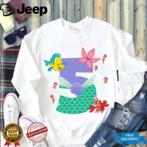 Disney Ariel Numbers 5 Fifth 5th Birthday Party Gift Shirt