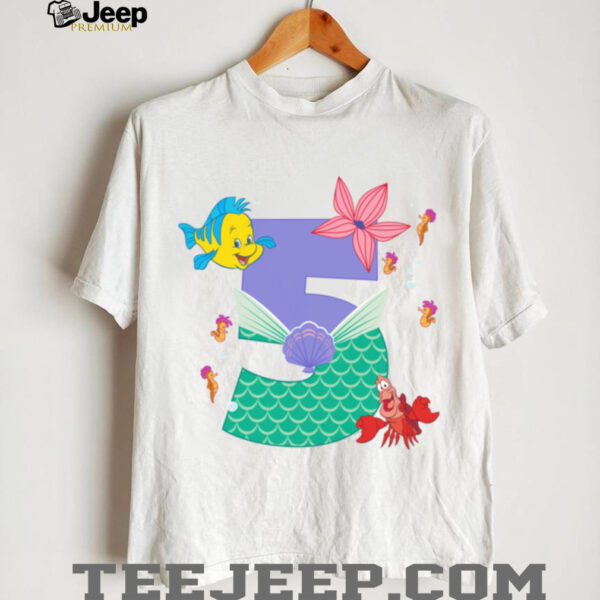 Disney Ariel Numbers 5 Fifth 5th Birthday Party Gift Shirt